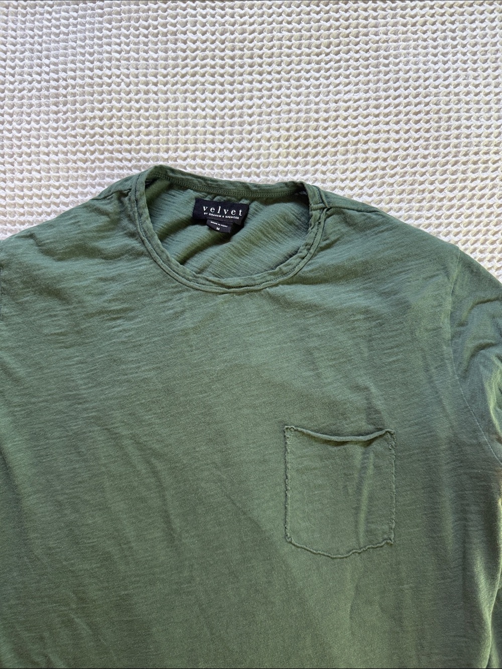 Velvet Olive Green long-Sleeve Pocket Tee